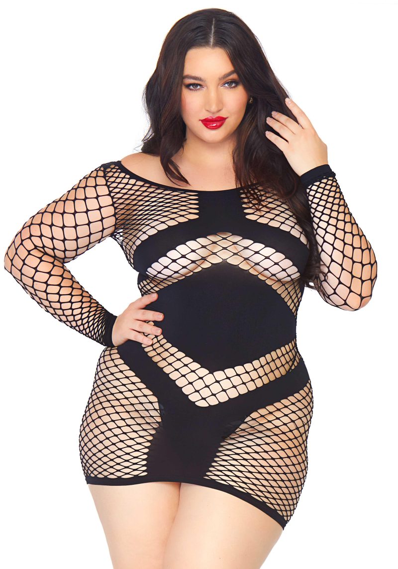 diamond net mini dress plus size passionfruit 1