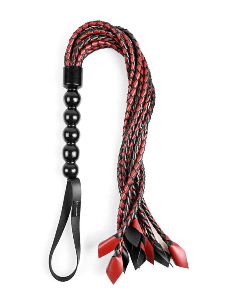 saffron braided flogger vegan leather passionfruit 2