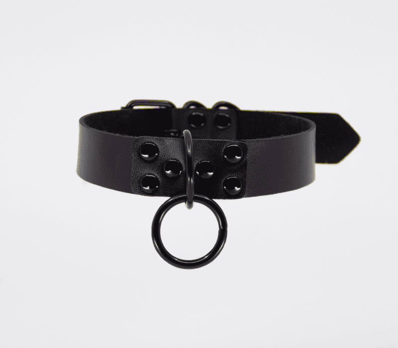 vegan bondage collar with black ring passionfruit 1