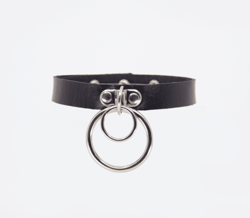 vegan bondage collar with double rings passionfruit 1