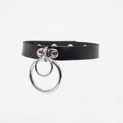 vegan bondage collar with double rings passionfruit 4