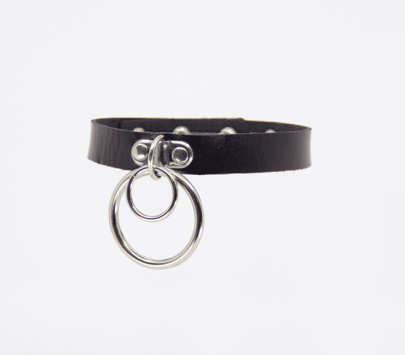 vegan bondage collar with double rings passionfruit 4